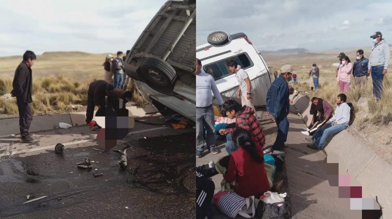 Tragedia en la carretera Juliaca – Arequipa: nueve personas fallecieron en choque de minivan