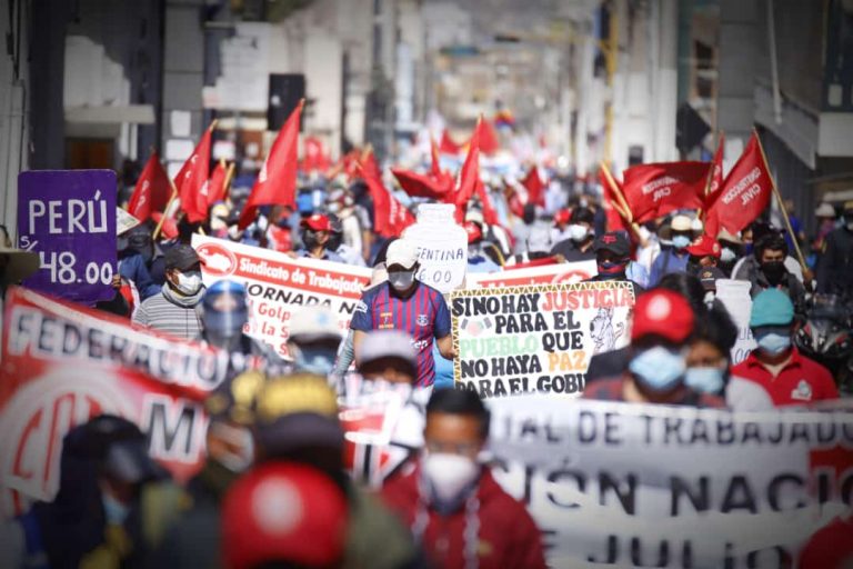 Gremios respaldaron a Pedro Castillo mediante una marcha