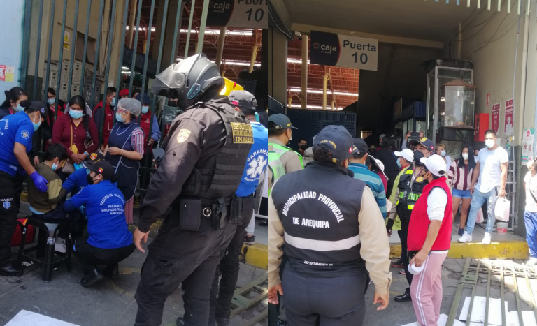 Puerta metálica del mercado San Camilo se desprende y deja heridos a un niño y un adulto