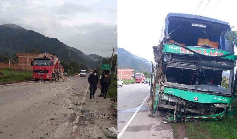 Choque entre bus interprovincial y camión dejó dos personas fallecidas