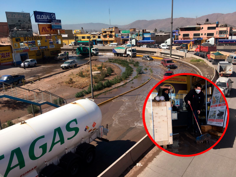 Variante de Uchumayo: Desborde de canal de regadío generó aniego que perjudicó varios negocios