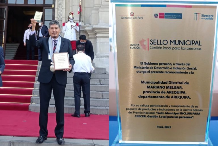 Municipalidad de Mariano Melgar obtiene Premio Nacional “Sello Municipal Incluir para crecer. Gestión local para las personas”