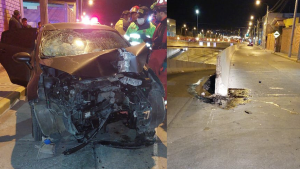 Policía muere al chocar con muro de la variante de Uchumayo