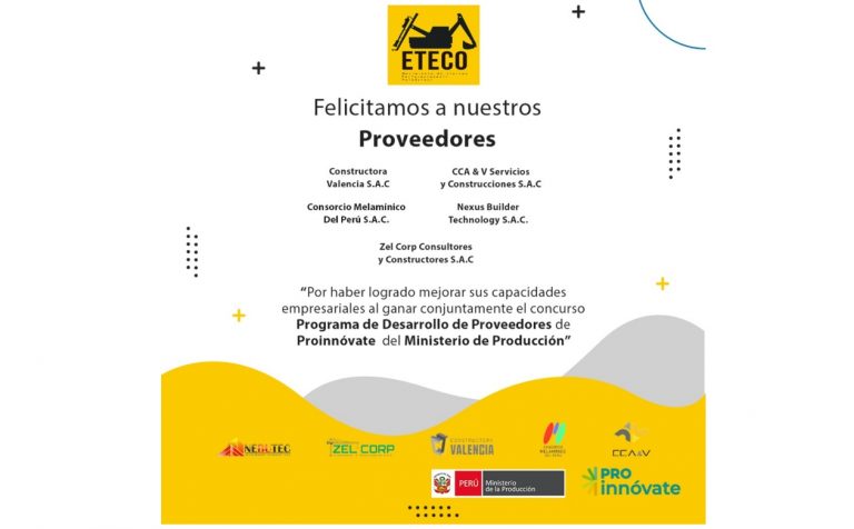 Equipos Técnicos y Comerciales S.A. gana concurso programa de desarrollo de proveedores gracias a ProInnóvate Perú