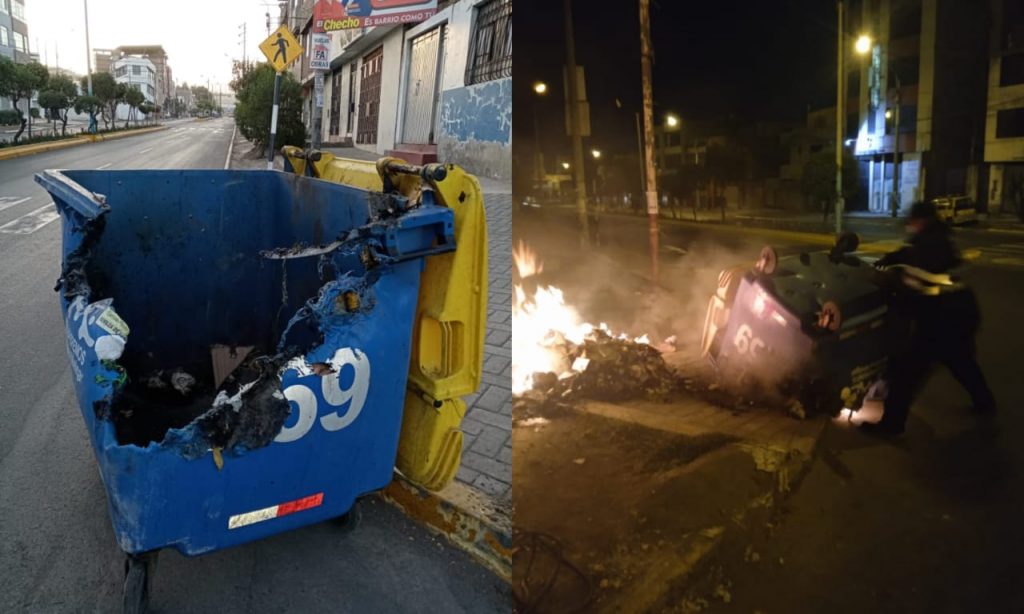 Inescrupulosos queman dos contenedores de basura en la avenida Sepúlveda