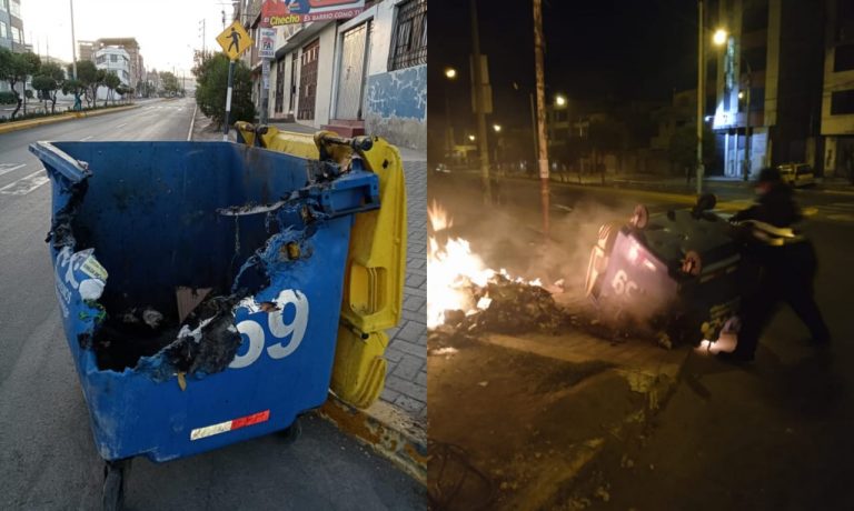 Mariano Melgar: Inescrupulosos queman dos contenedores de basura en la avenida Sepúlveda