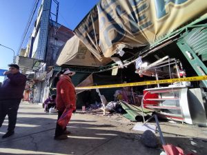 compactadora de basura chocó contra el mercado "El Gran Poder"