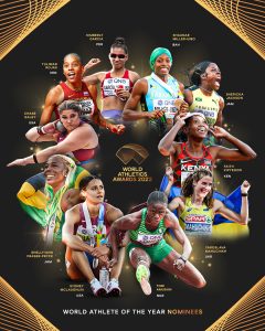 Anuncio de nominadas a la mejor atleta del año, donde figura la peruana Kimberly García.
