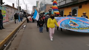 Juliaca: Integrantes de conjuntos folclóricos participaron de la movilización en contra de Dina Boluarte