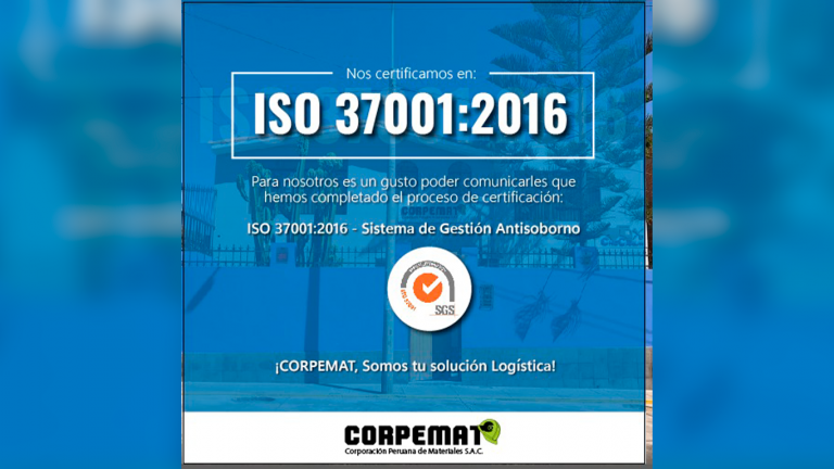 CORPEMAT obtiene certificación ISO 37001:2016 gracias a PROINNOVATE