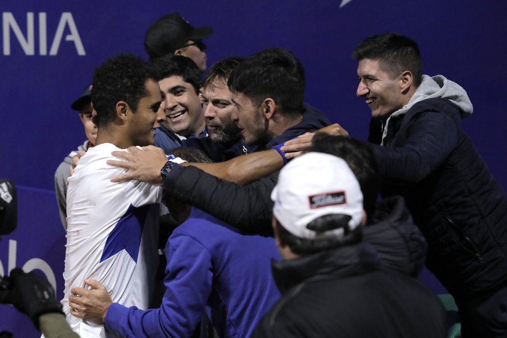 Celebraciones de Juan Pablo Varillas tras alcanzar las semifinales del ATP 250 Buenos Aires.