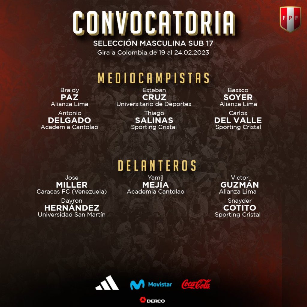 Convocados a la Selección Peruana SUB-17.