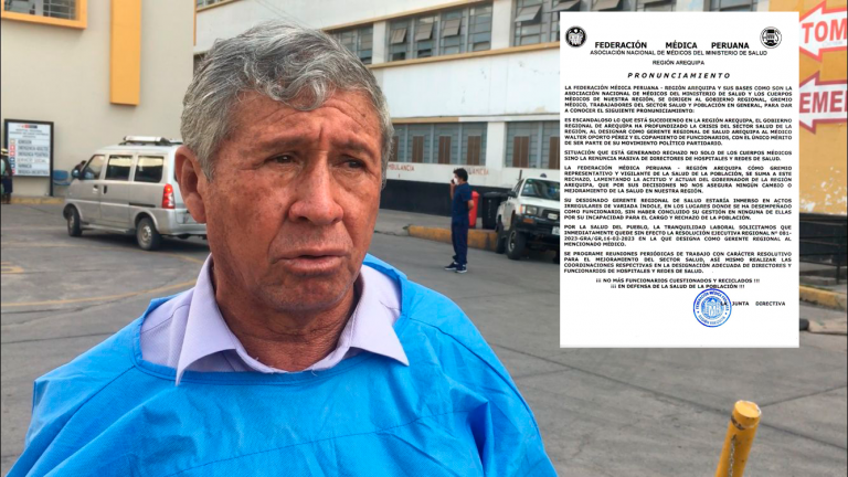 Federación Médica de Arequipa exige la salida de Walter Oporto por presuntas irregularidades