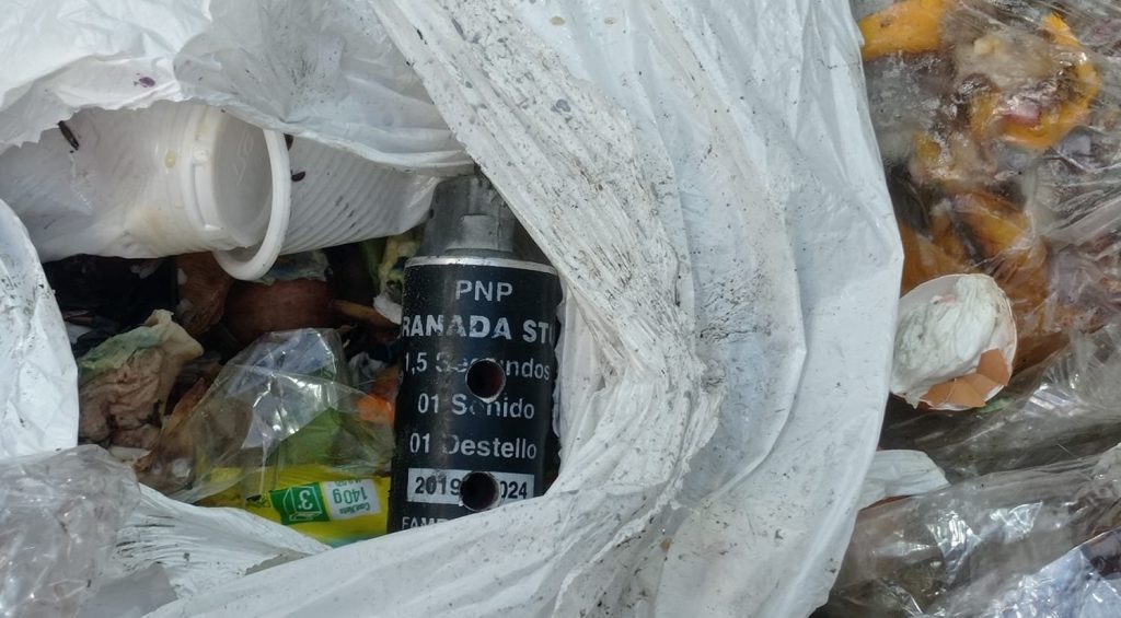 Yanahuara: Personal de limpieza encontró una granada en un contenedor de basura. Foto: Difusión