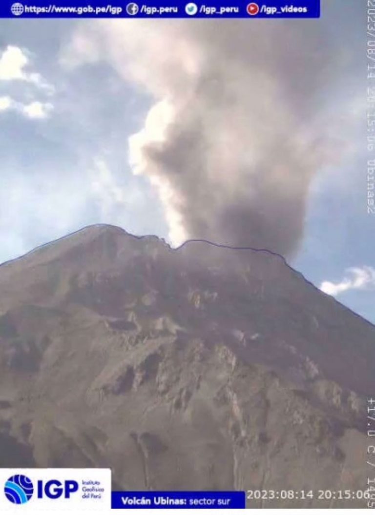Moquegua: Se registran emisiones de cenizas continuas del volcán Ubinas