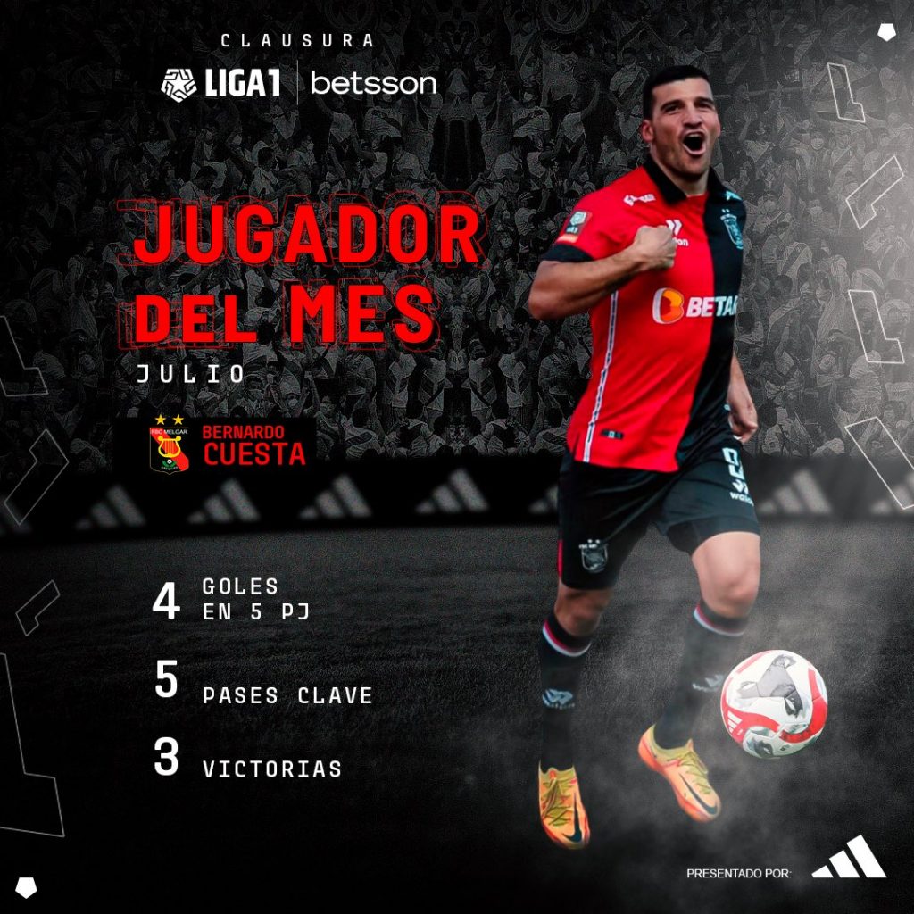 Liga de Fútbol Profesional reconoció a Bernardo Cuesta como el mejor jugador del mes de julio.