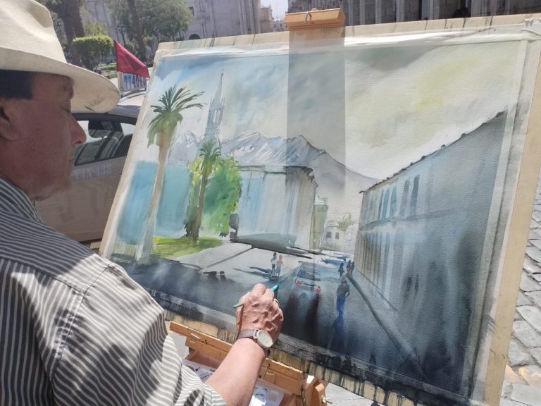 Arte en la Plaza de Armas: Realizan VIII Concurso Nacional de Pintura Rápida en Acuarela 