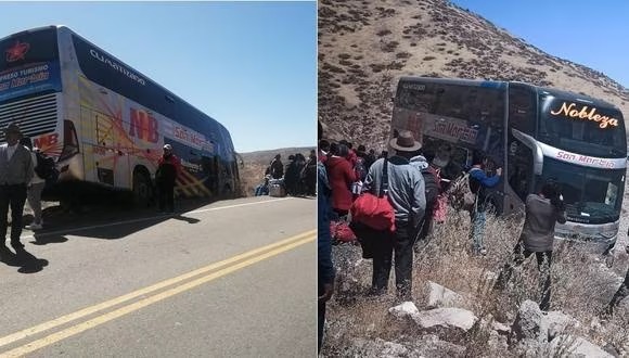 Tacna: Bus que transportaba delegación de estudiantes se despistó en la carretera, de milagro no cayó a abismo