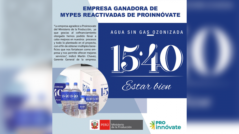 Agua Ozonizada 1540 de Chávez Márquez EIRL: empresa ganadora de Mypes reactivadas de PROINNÓVATE