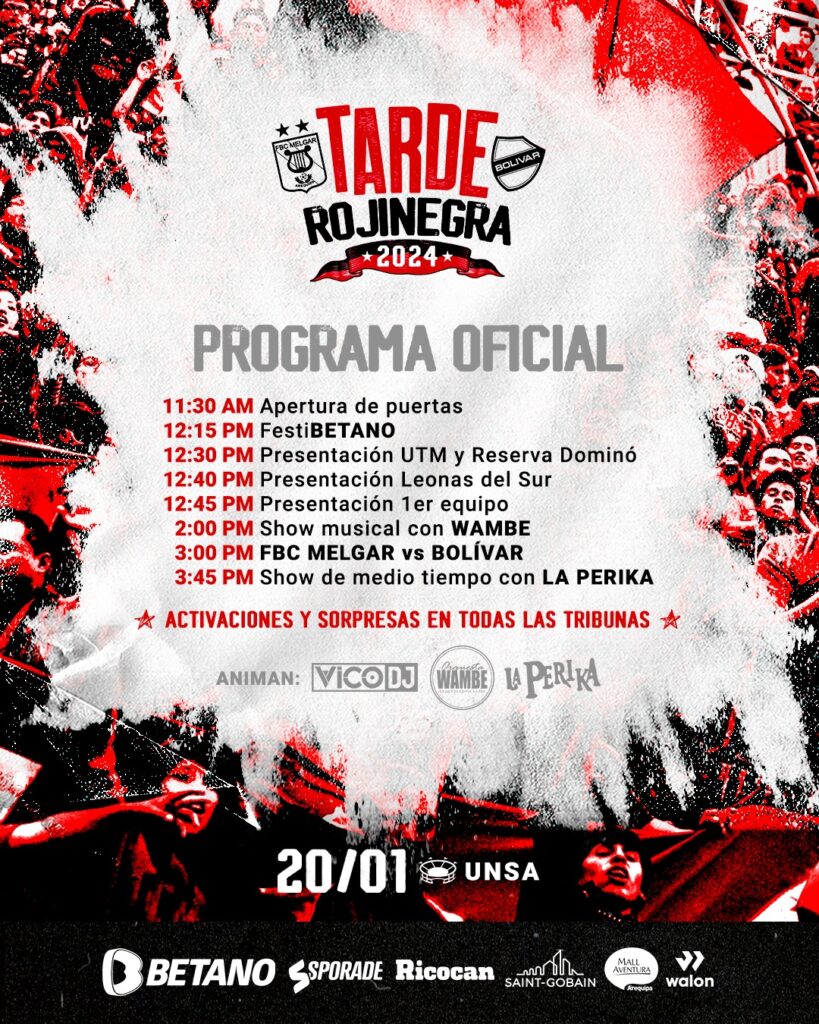 Programa oficial de la tarde de presentación del cuadro 'Rojinegro'.