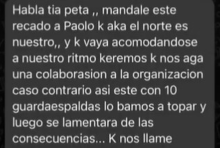 Mensajes de extorsión a la mamá del futbolista, Paolo Guerrero. 