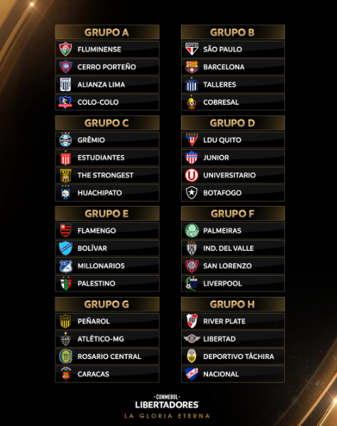 Grupos de la Copa Libertadores 2024. 