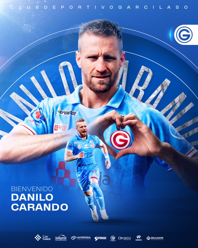 Anuncio oficial de Deportivo Garcilaso sobre la incorporación de Danilo Carando. 