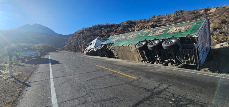 Camión que transportaba cajas de cerveza se despistó en la vía Arequipa – Yura