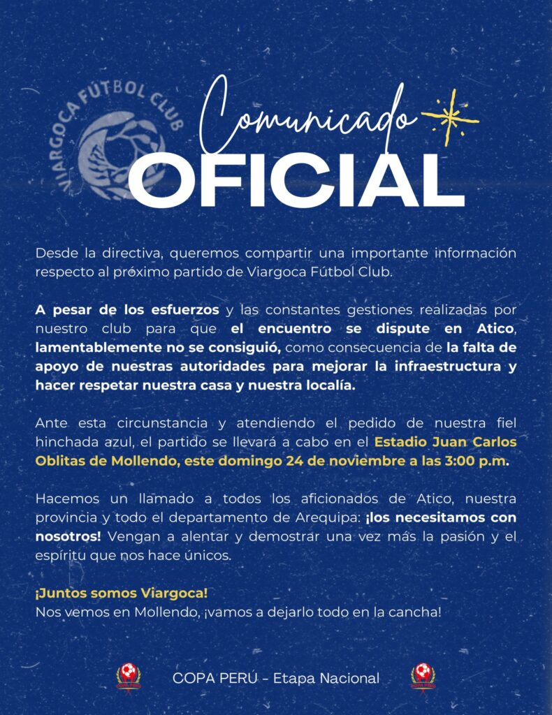 Comunicado oficial de Viargoca FC.