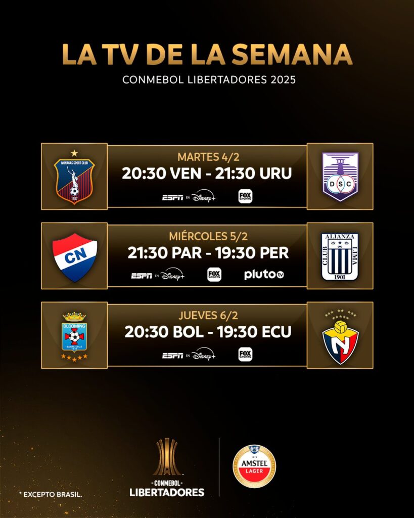 Programación de la primera semana de CONMEBOL Libertadores. 