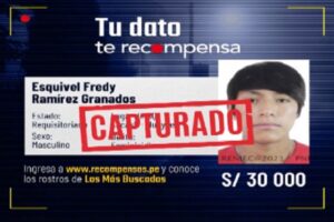 La PNP capturó en Ventanilla, Callao, a Esquivel Fredy Ramírez Granados (25), uno de los cinco prófugos más buscados por feminicidio.