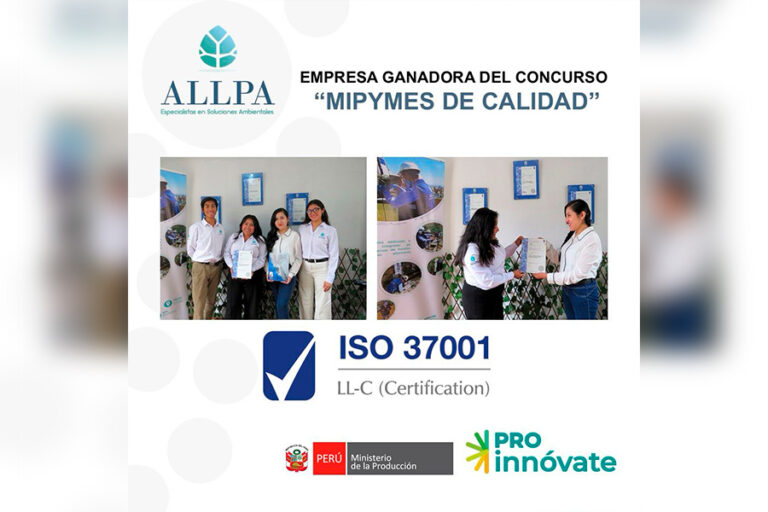 ALLPA obtiene certificación ISO 37001 tras ganar concurso de ProInnovate