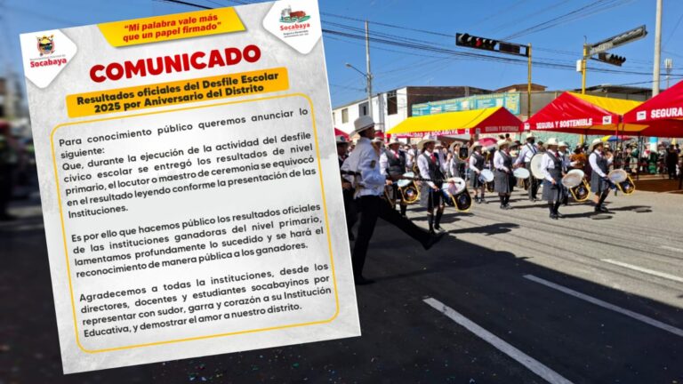 Municipalidad de Socabaya se equivoca en premiación de Desfile Escolar por 230° Aniversario
