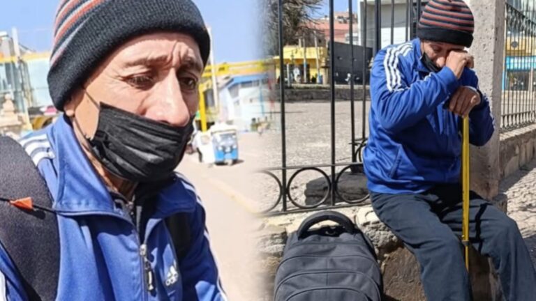 Adulto mayor en Juliaca pide ayuda para regresar a Caylloma tras quedar desamparado