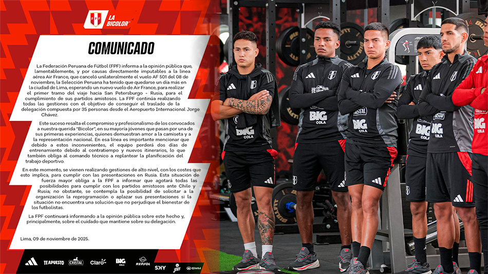 FPF analiza reprogramar amistosos por contratiempo en vuelo a Europa