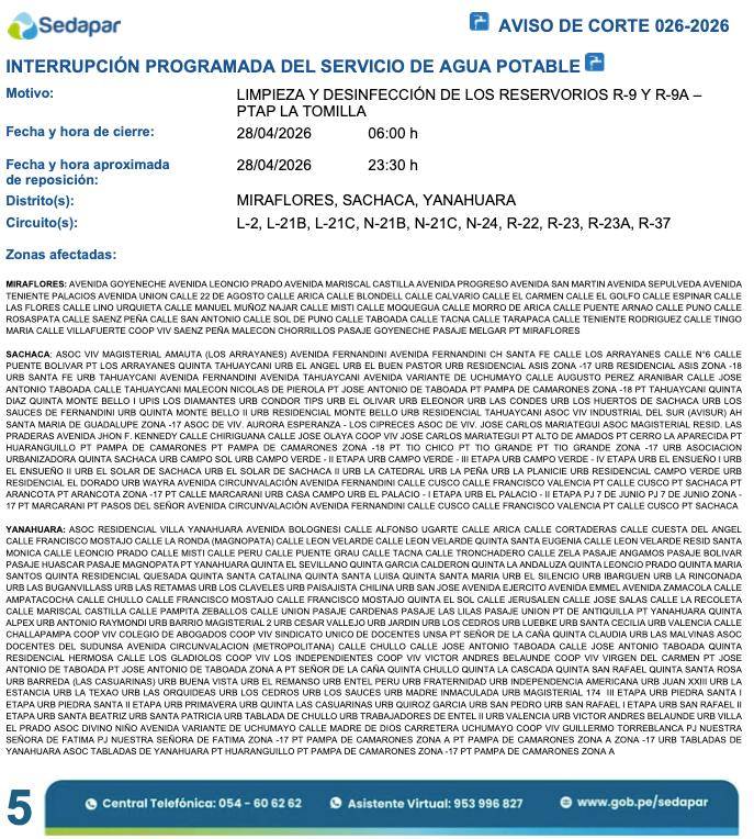 corte de agua